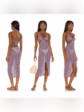Lovers + Friends Oriana Crochet Swim Midi Dress NWT M Revolve $238